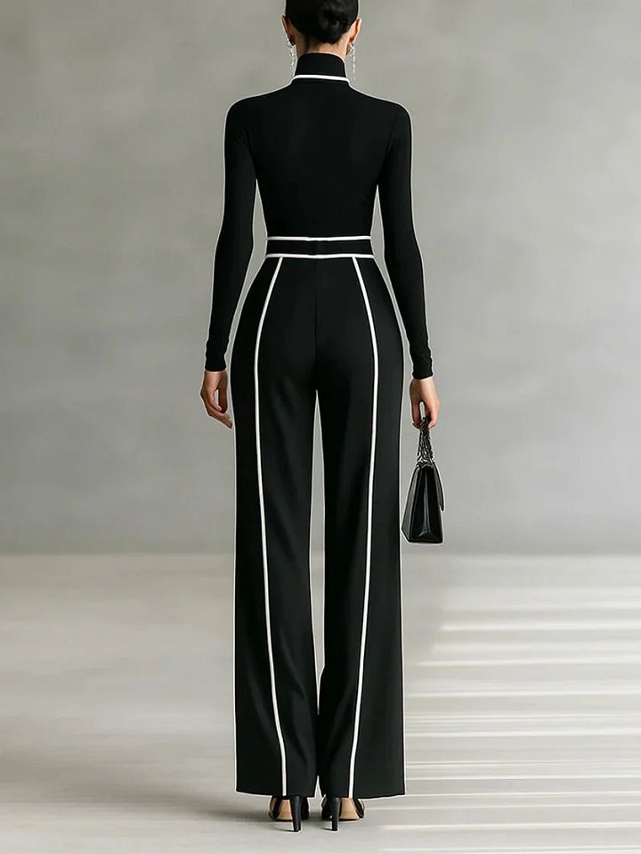 Emma | Ensemble Élégant à Col Montant et Pantalon Large