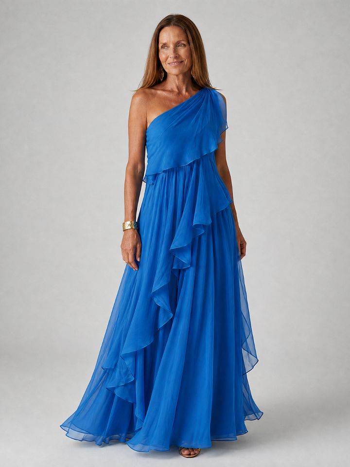 Thérèse | Robe Maxi À Une Épaule À Volants