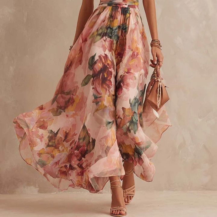 Félicie | Robe Maxi Asymétrique en Mousseline