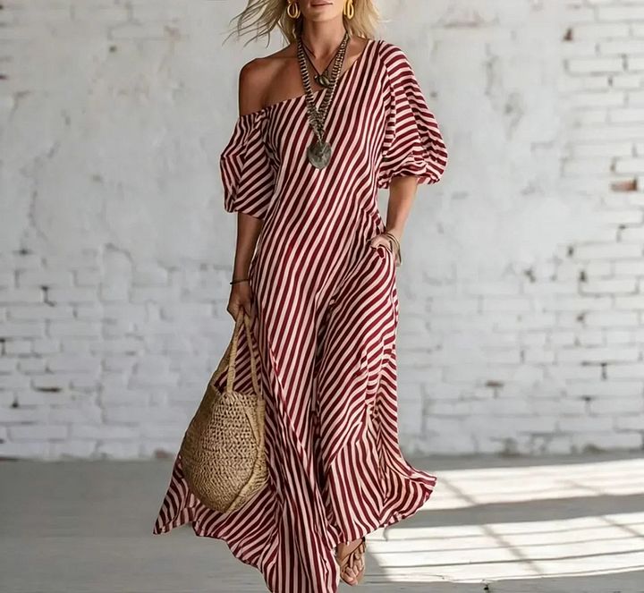 Alicia | Robe Maxi Rayée Côtière