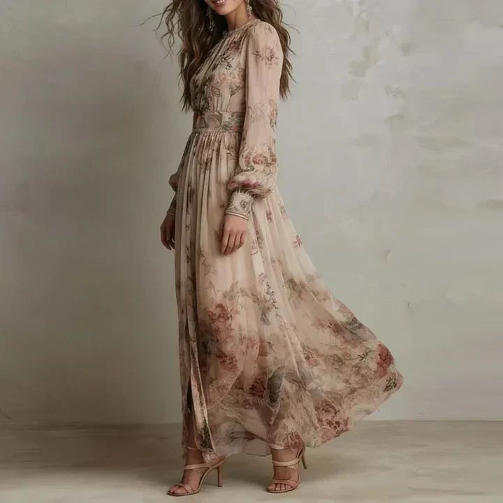 Amélia | Robe Maxi Fleurie Taille Haute Vintage