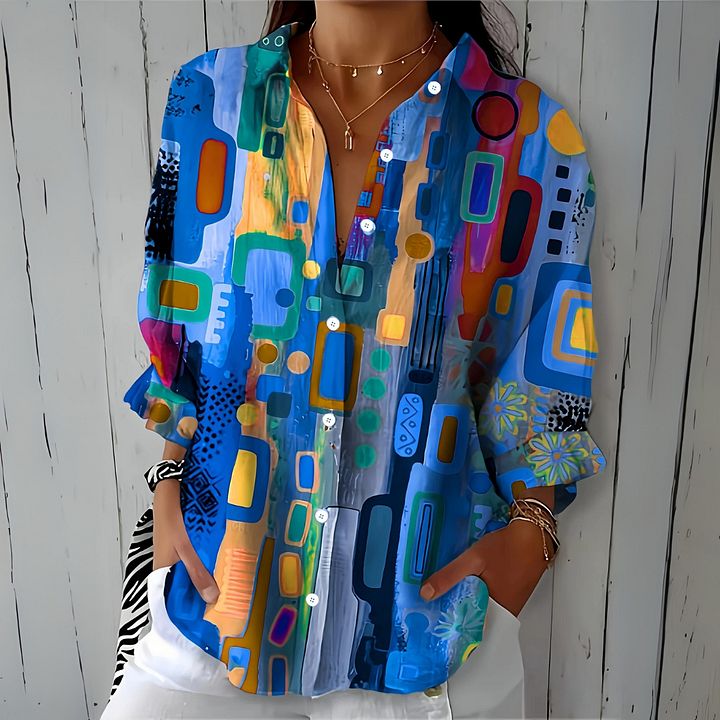 Capucine™ | Blouse Vive et Artistique à Boutons