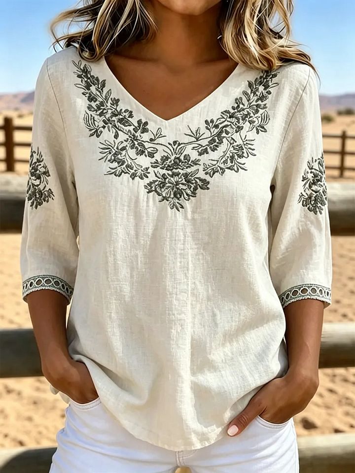 Églantine | Blouse Col V Botanique