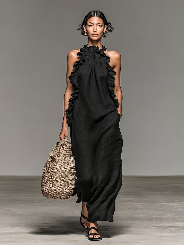 Gladys | Robe Maxi À Volants Sans Manches
