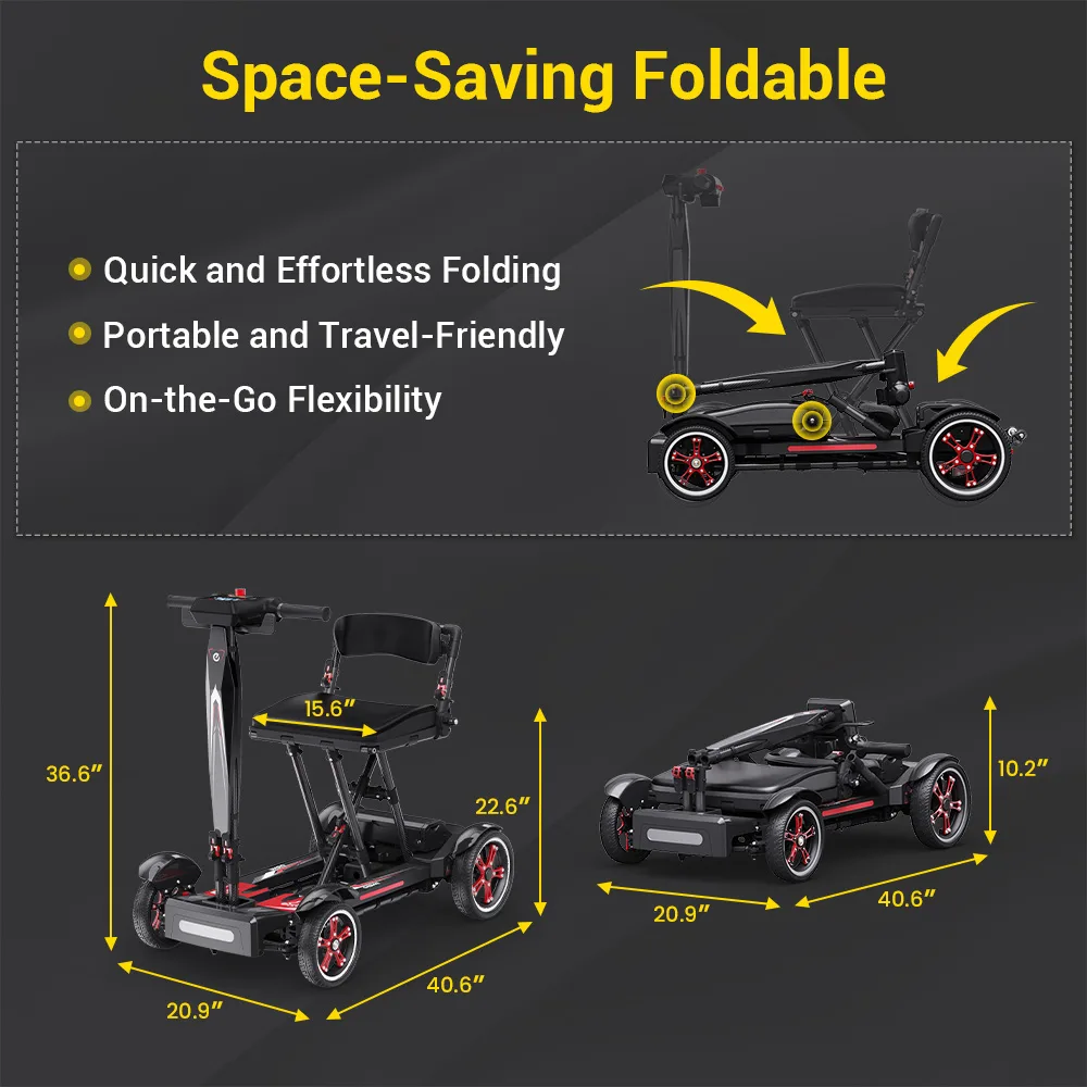 EASWE M20 carbon fiber mobility scooter, folding, in black