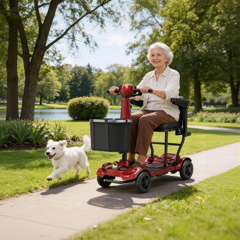 EASWE M10 foldable mobility scooter in red