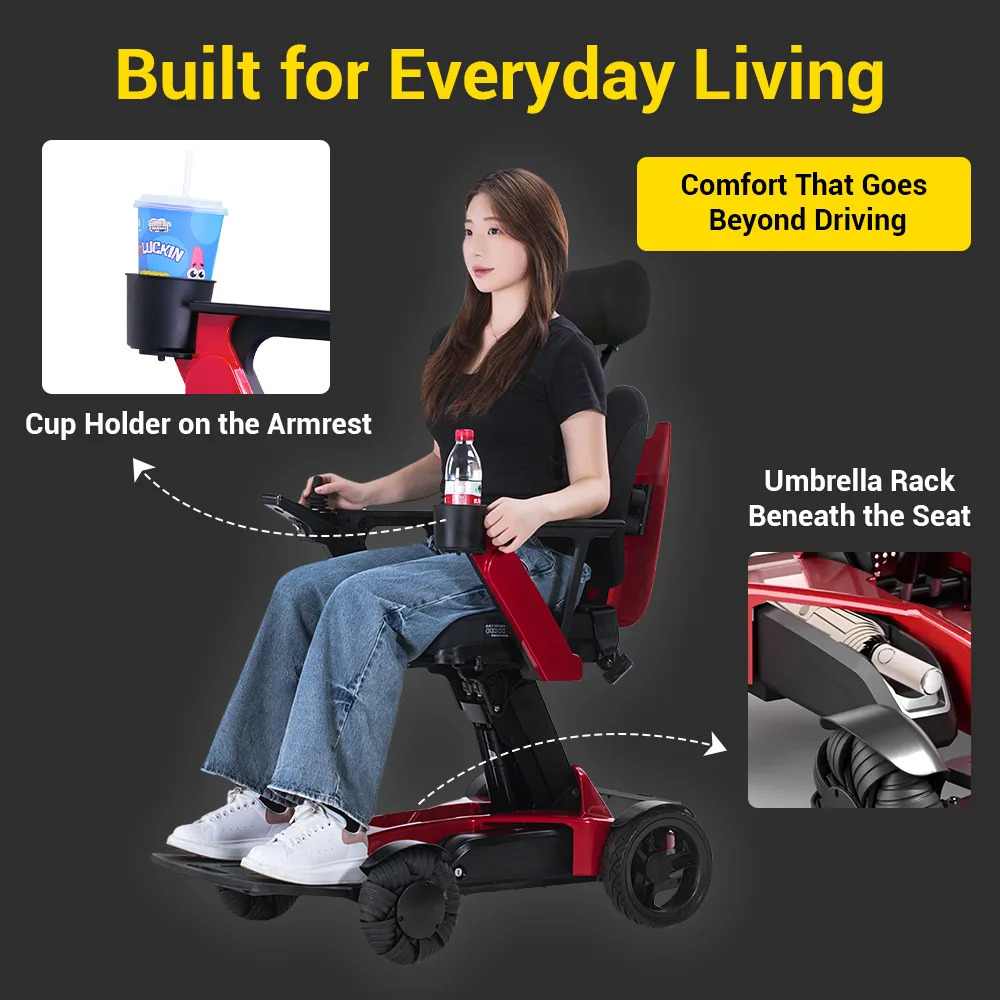 EASWE L10 electric wheelchair with adjustable seat height and headrest