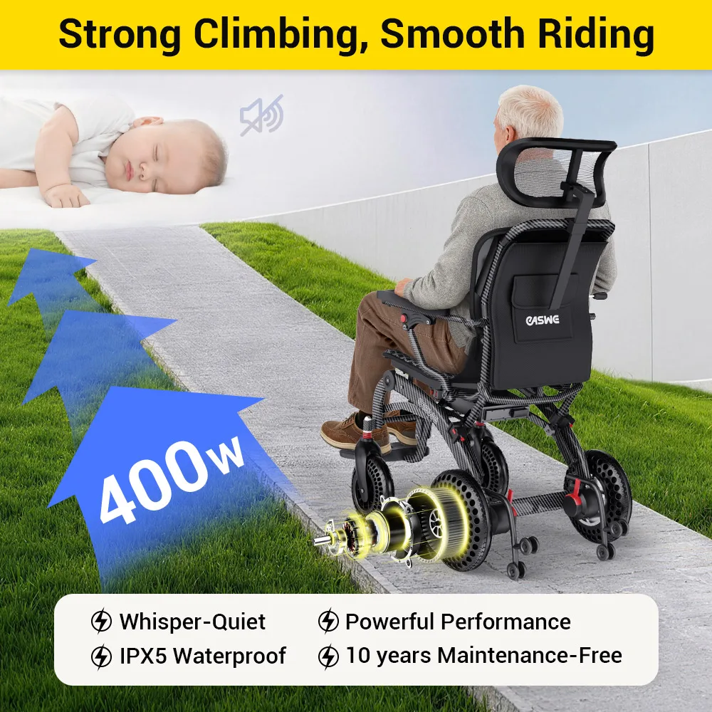EASWE B10 foldable electric wheelchair with headrest