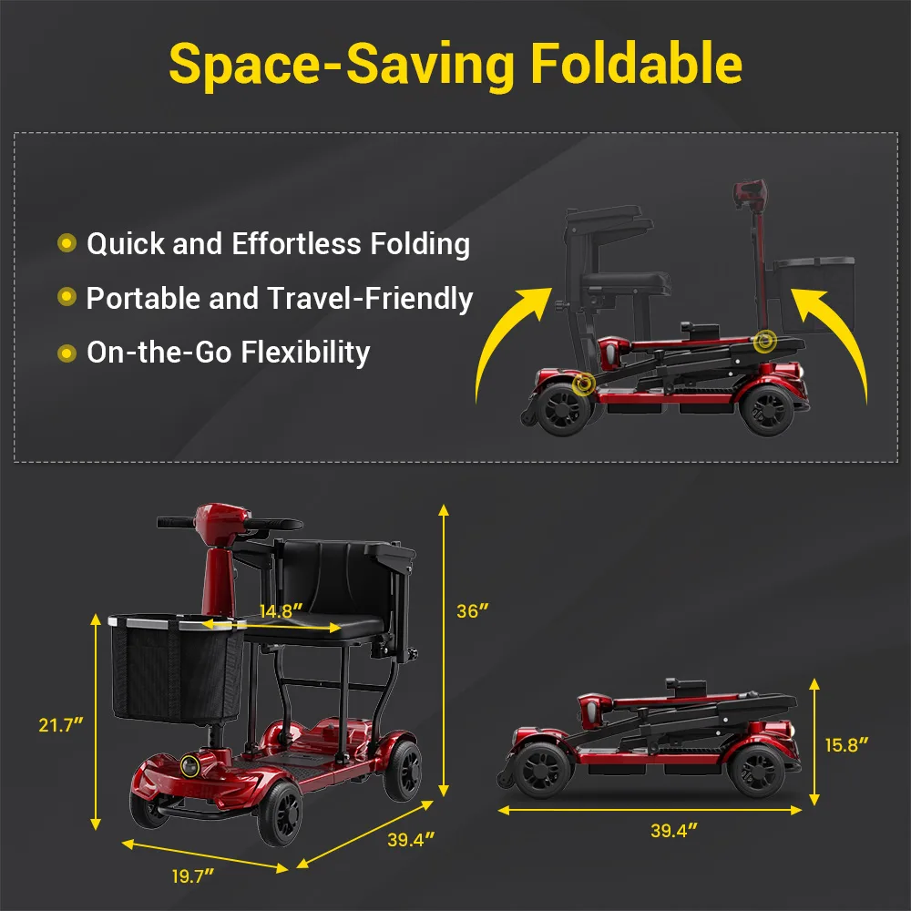 EASWE M10 foldable mobility scooter in red