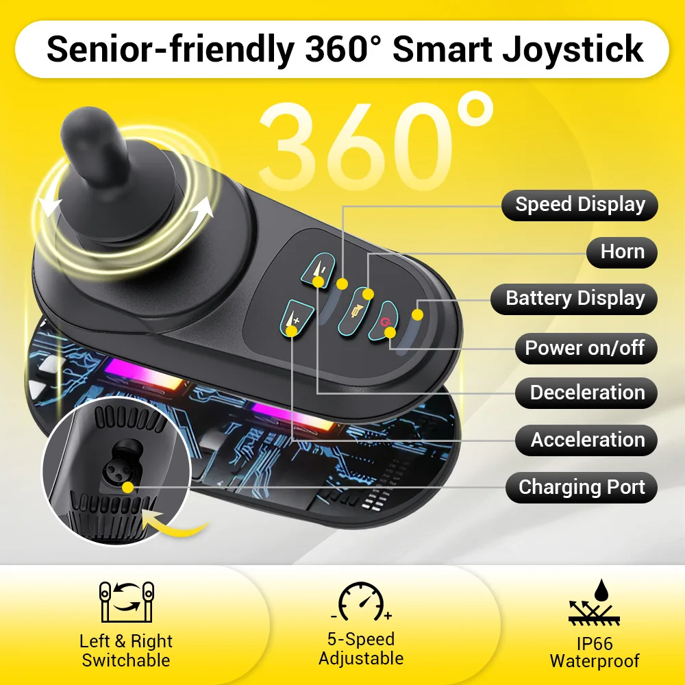 EASWE E10 electric wheelchair for seniors with joystick control