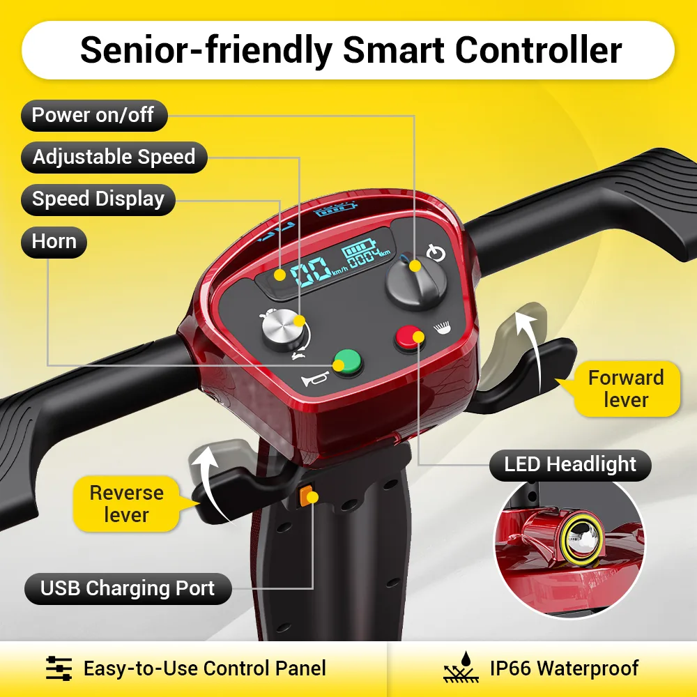 EASWE M10 foldable mobility scooter in red