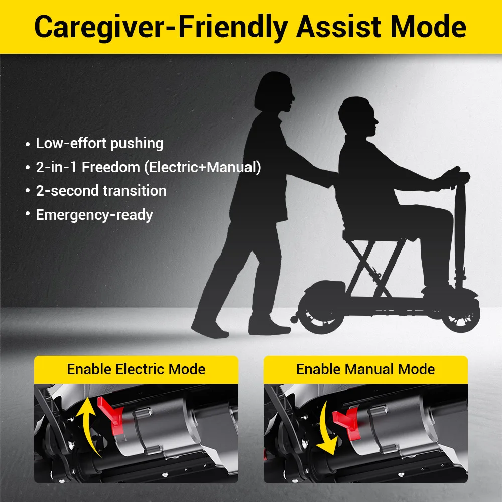 EASWE M20 carbon fiber mobility scooter, folding, in black