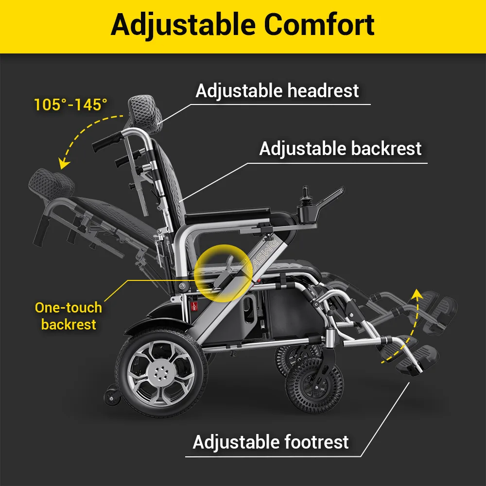 EASWE G10 heavy duty reclining electric wheelchair with headrest