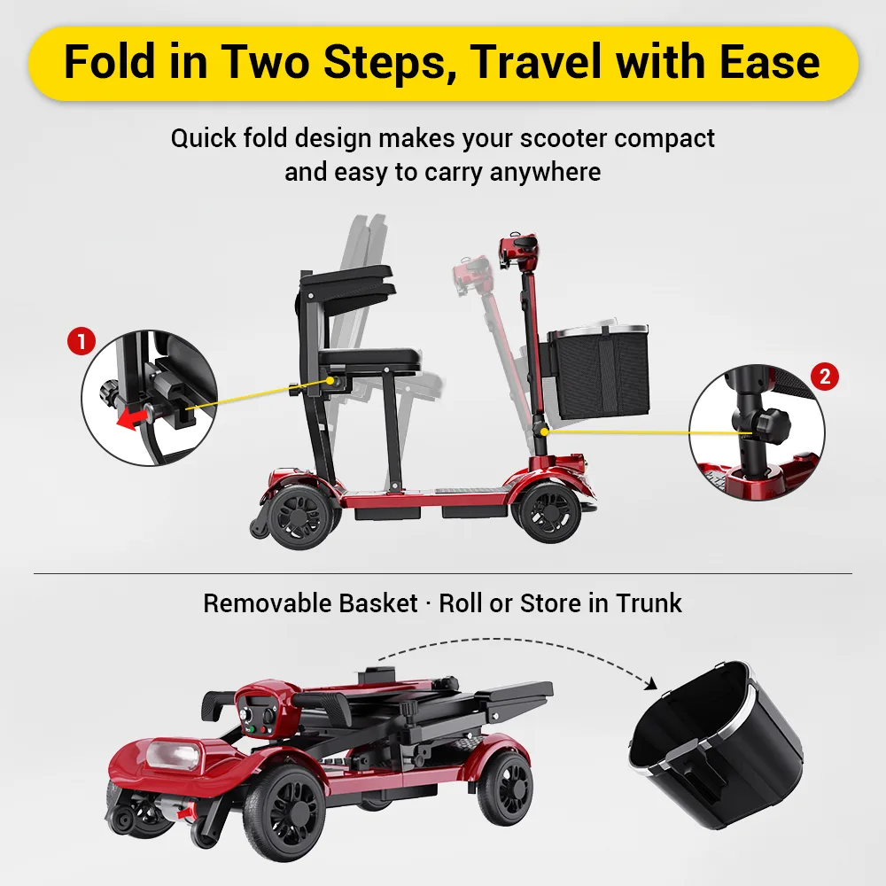 EASWE M10 foldable mobility scooter in red