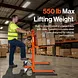 SuperHandy Hydraulic Material Lift Stacker, Portable Forklift, 550 lb Capacity - GUO146