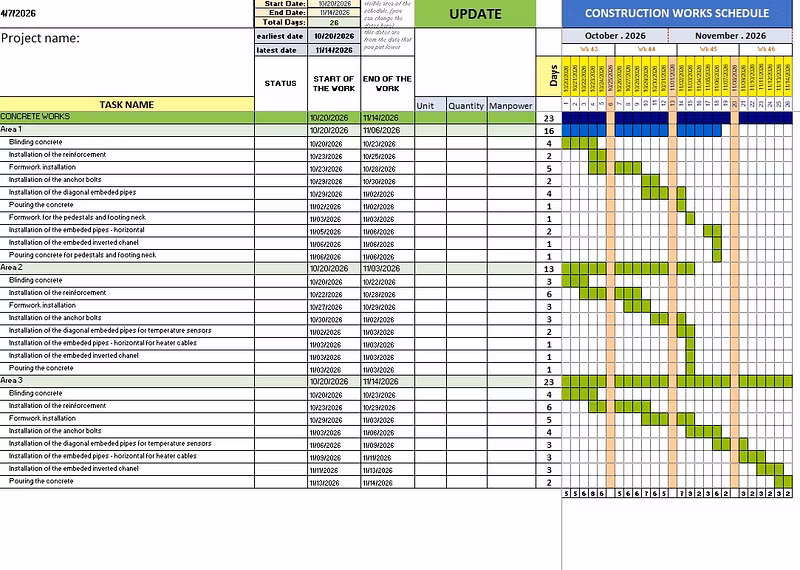 Pro Site Schedule Template