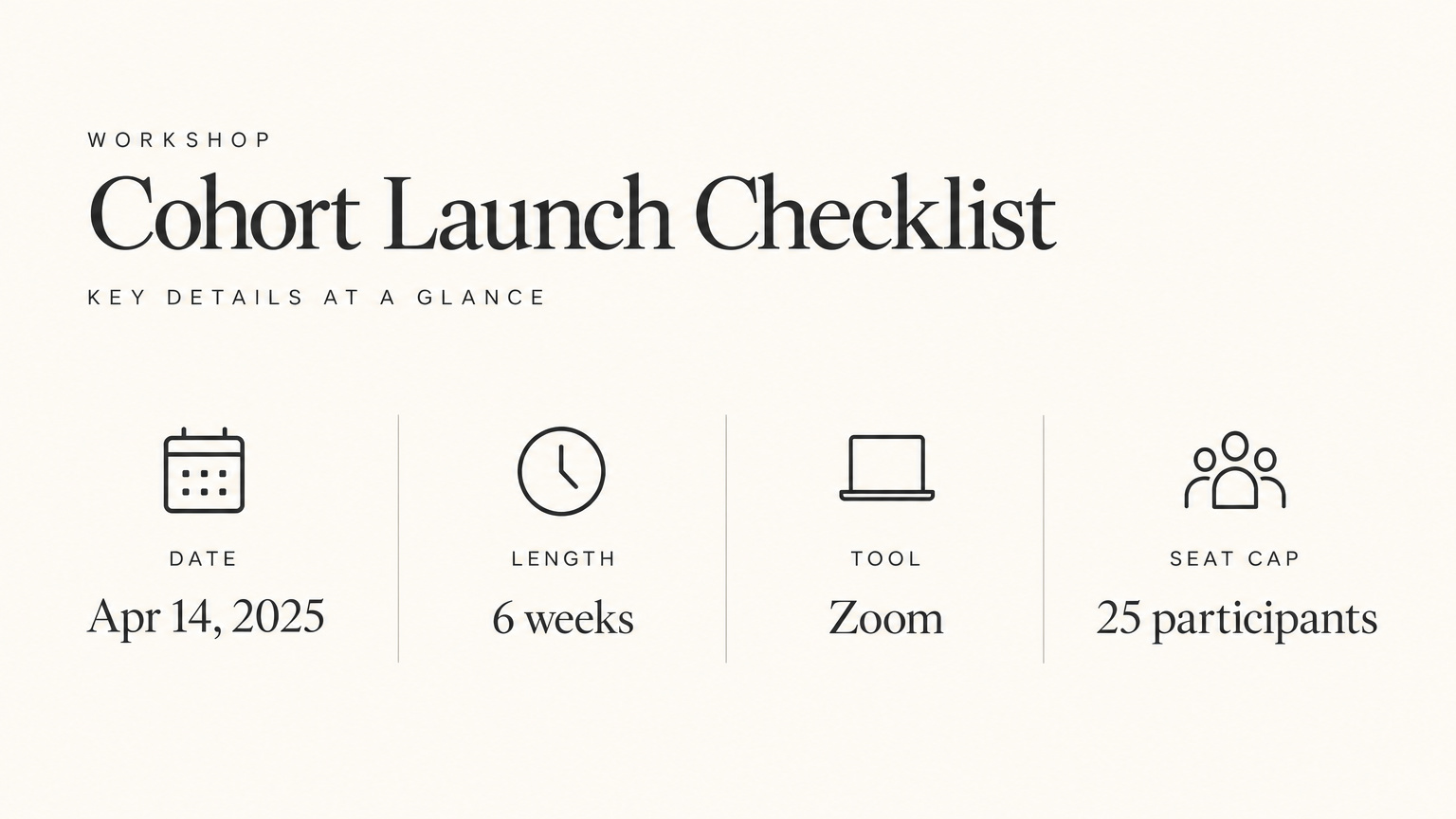 Workshop Cohort Launch Checklist